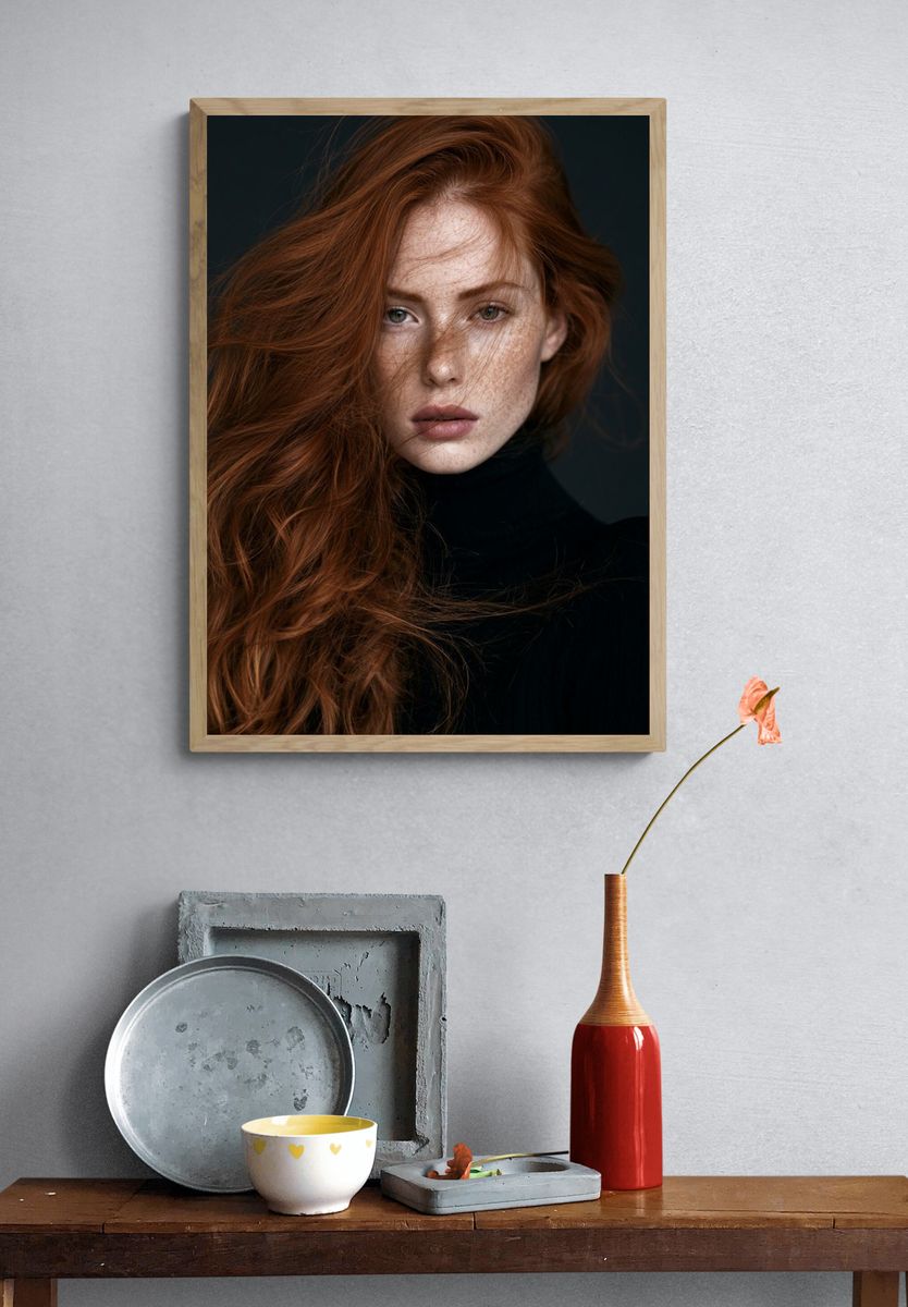 Red-Haired Portrait Photography Poster. — room view 3