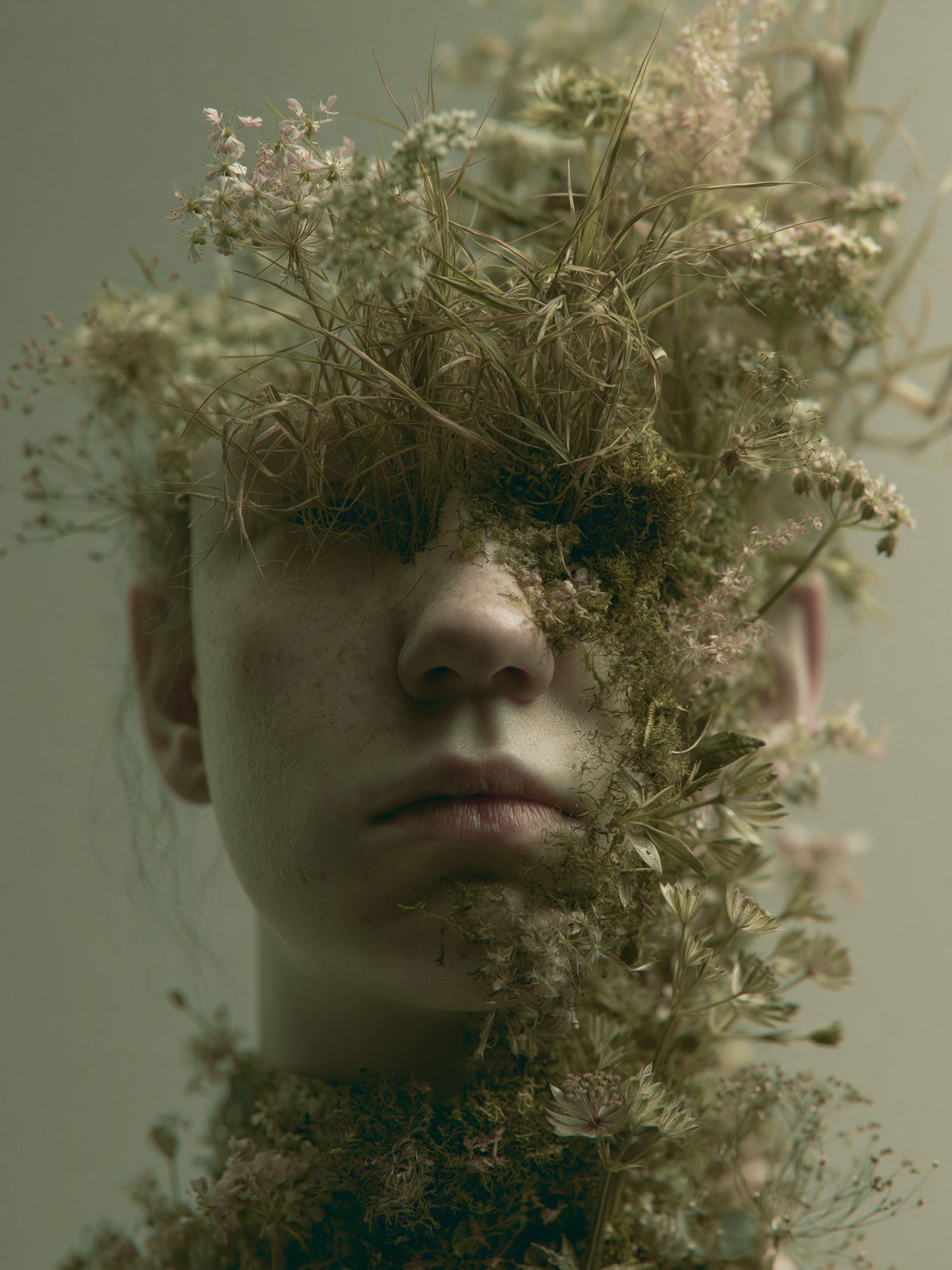 Botanical Face Portrait Print. poster detail