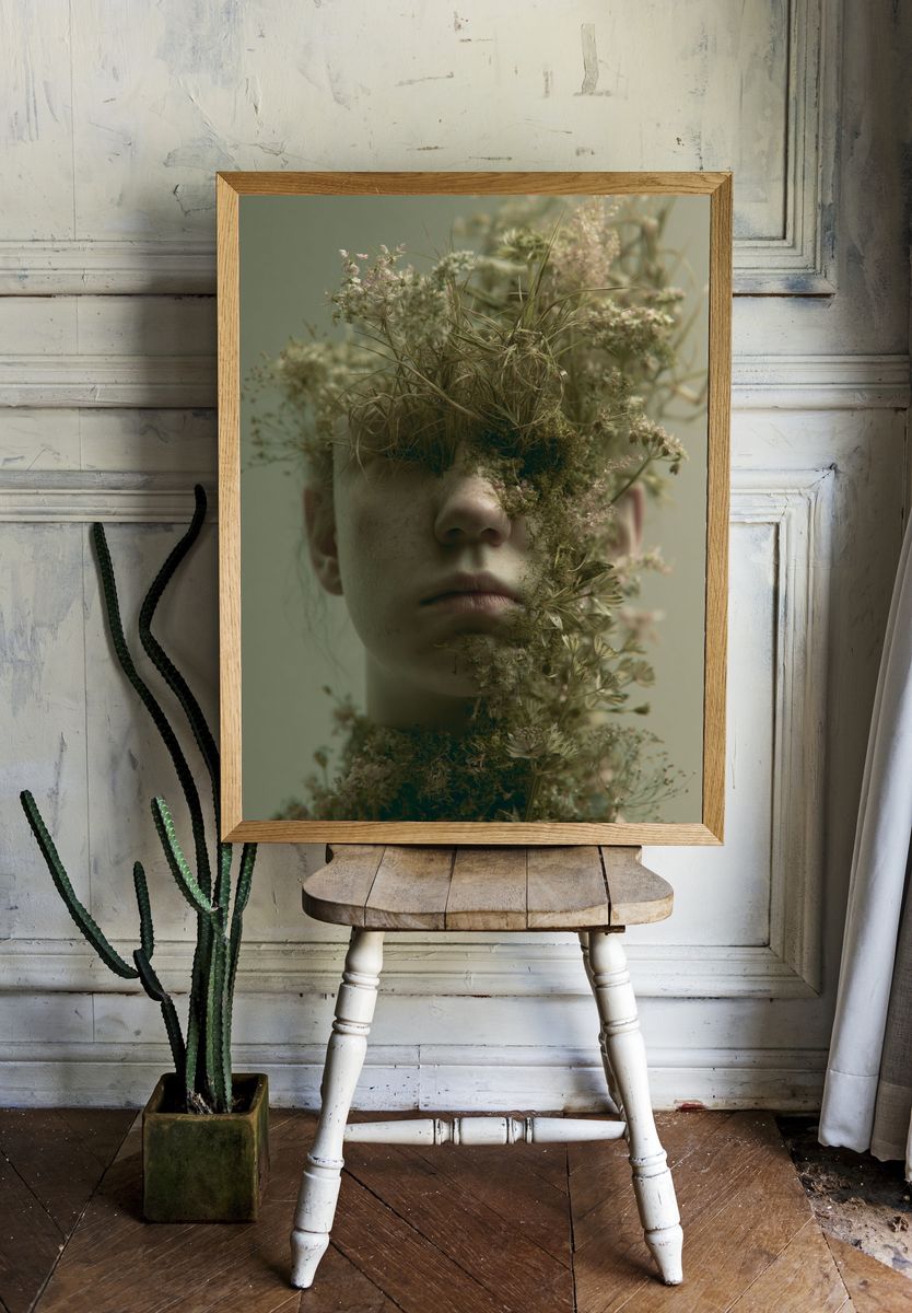 Botanical Face Portrait Print. — room view 1