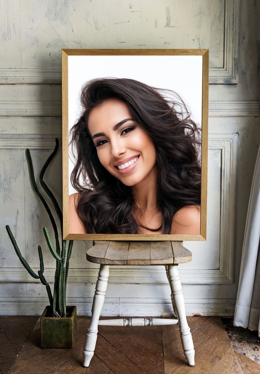 Smiling Woman Portrait Print. — room view 1