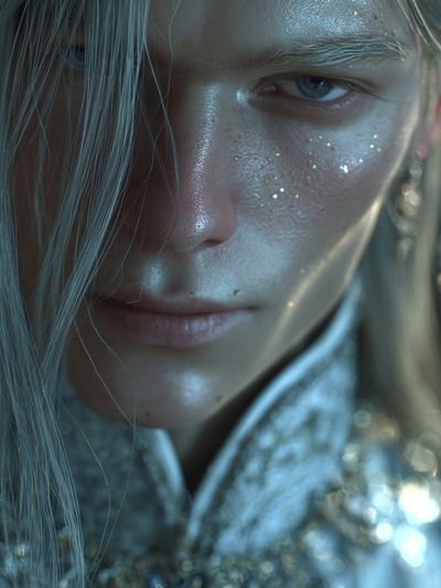 Ethereal Silver Portrait Print. poster