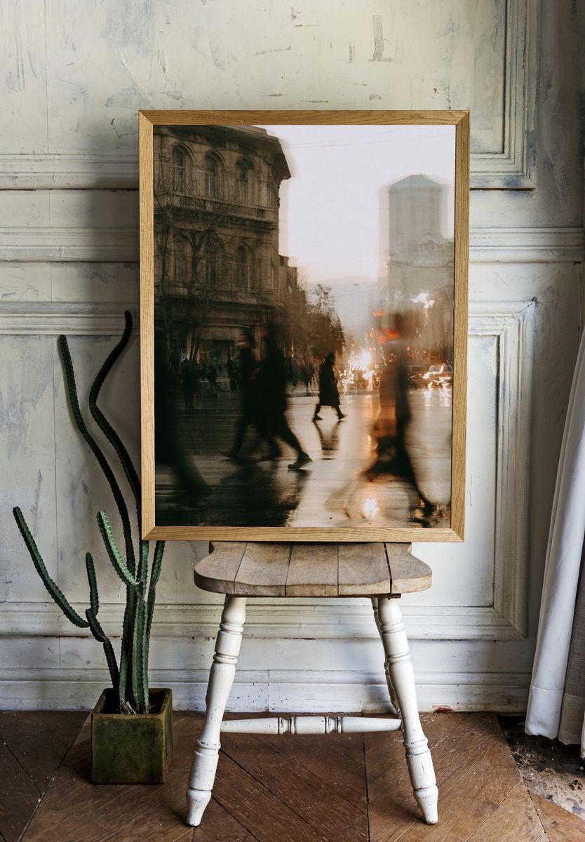 Rainy City Crossing Photography Poster. room preview