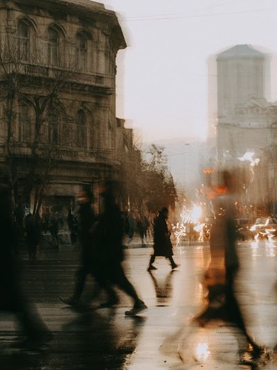 Rainy City Crossing Photography Poster.