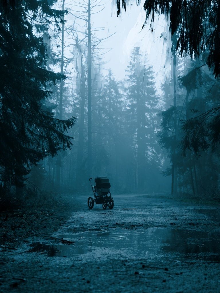 Misty Forest Path Photography Poster. poster detail