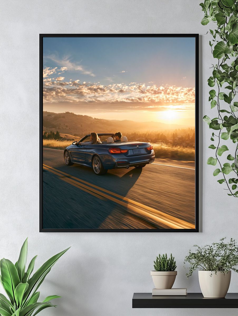 Sunset Convertible Drive Photography Poster. — room view 4