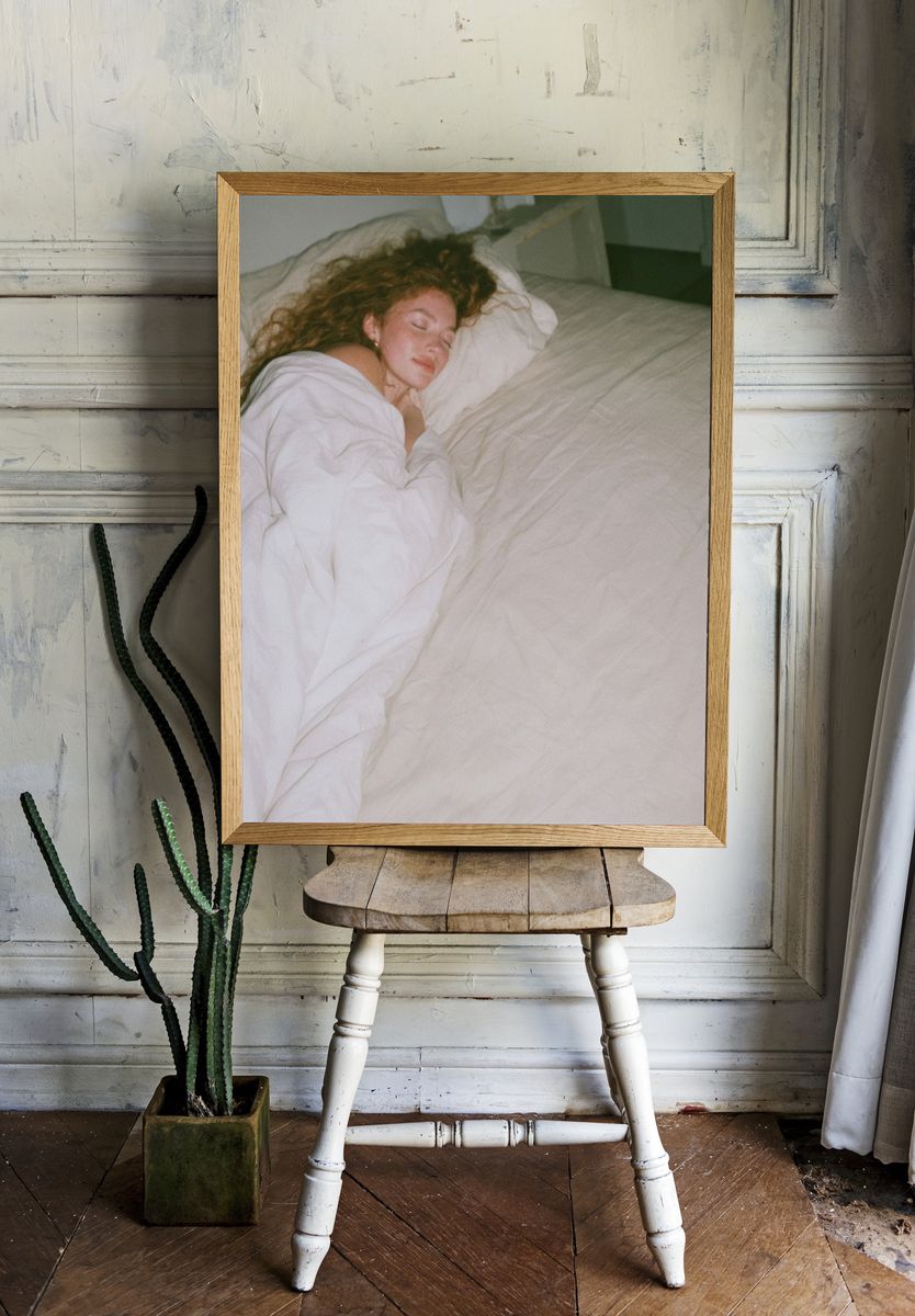 Sleeping Woman Bedroom Photography Poster. room preview