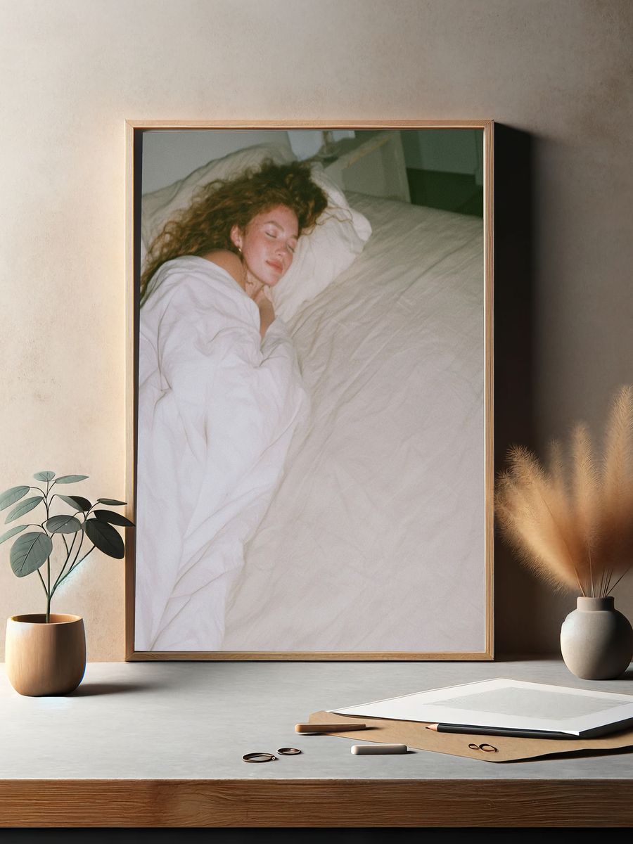 Sleeping Woman Bedroom Photography Poster. — room view 2