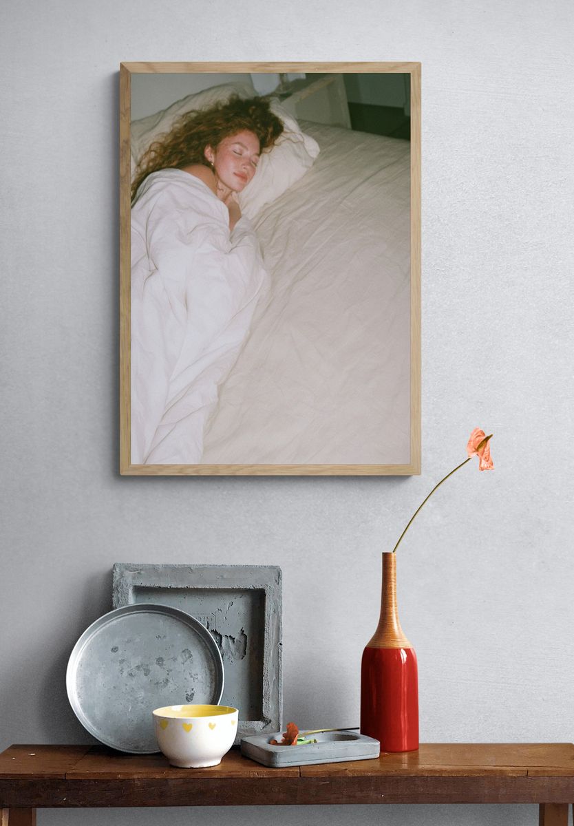 Sleeping Woman Bedroom Photography Poster. — room view 3