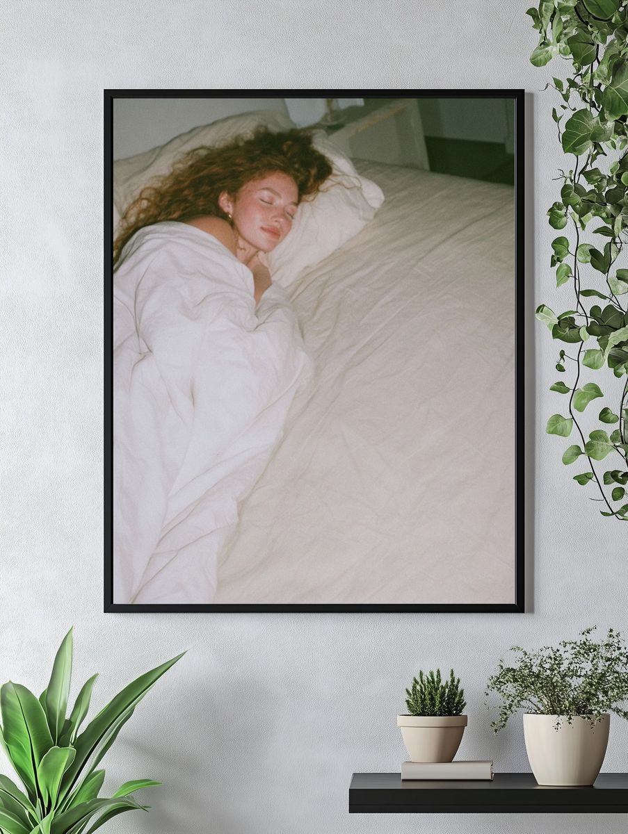 Sleeping Woman Bedroom Photography Poster. — room view 4