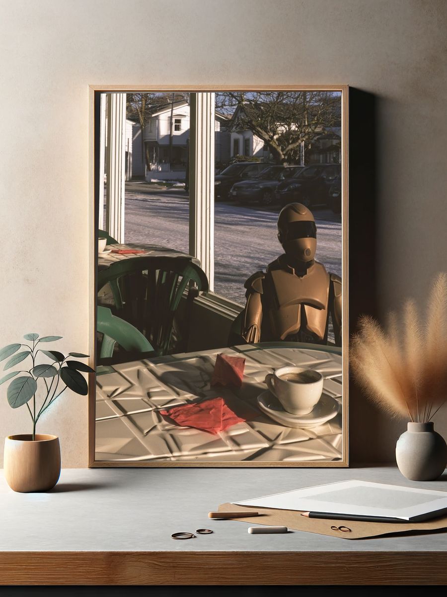 Robot Café Scene Photography Poster. — room view 2