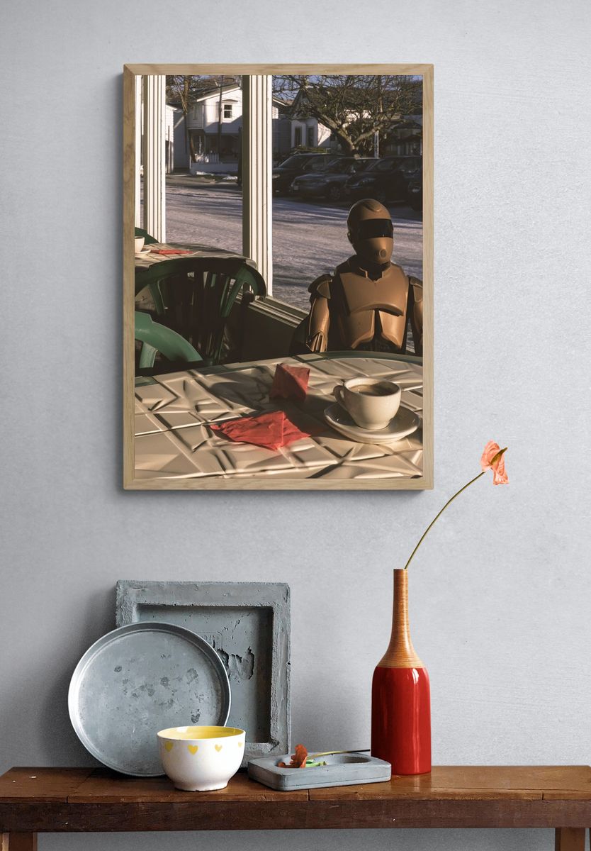 Robot Café Scene Photography Poster. — room view 3