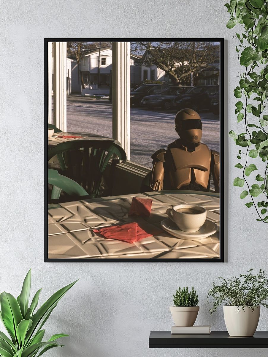 Robot Café Scene Photography Poster. — room view 4