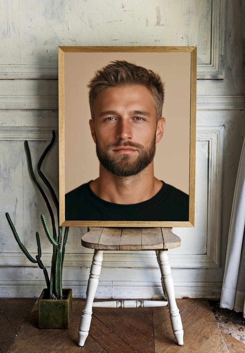 Bearded Man Portrait Photography Poster. — room view 1