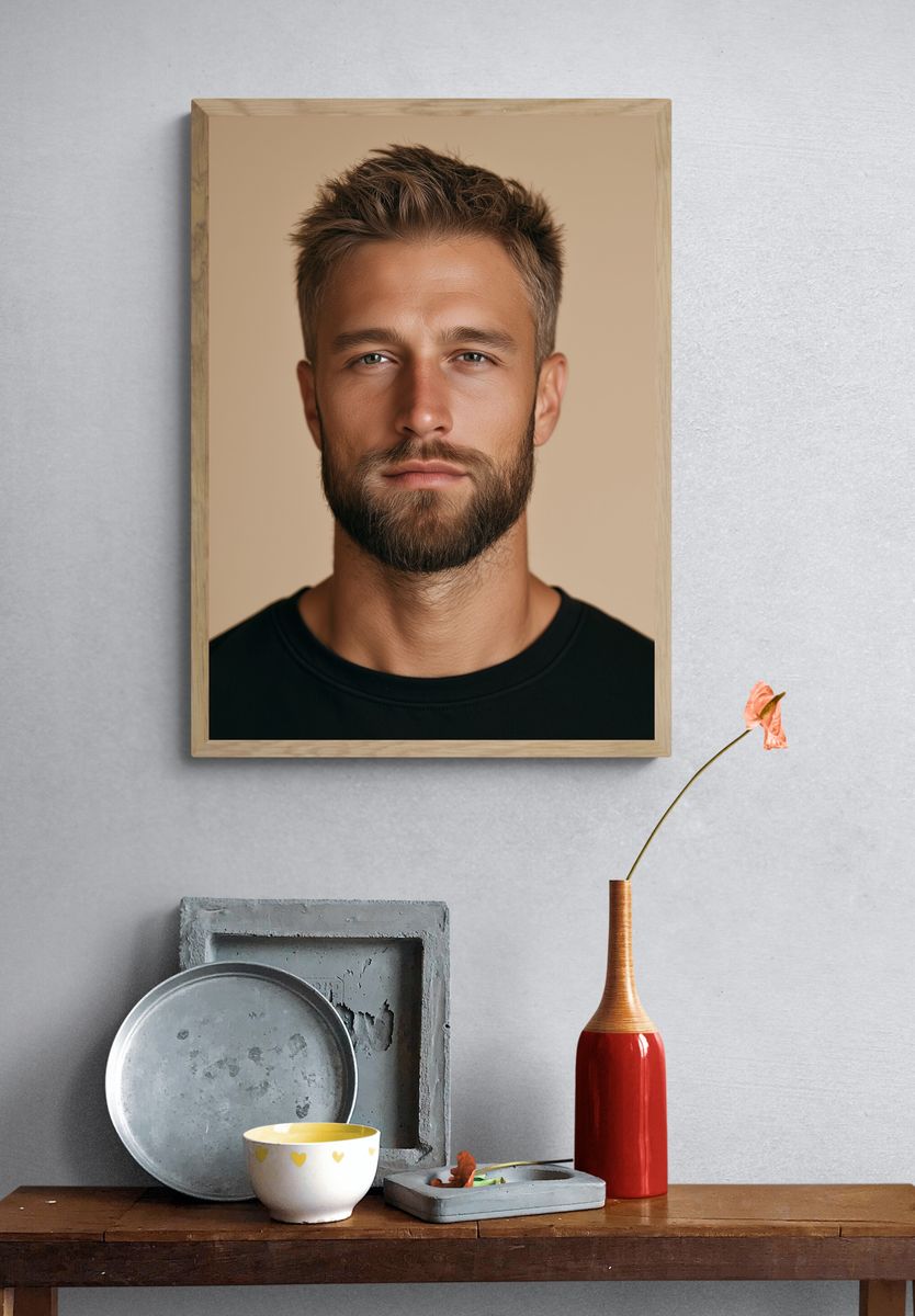 Bearded Man Portrait Photography Poster. — room view 3