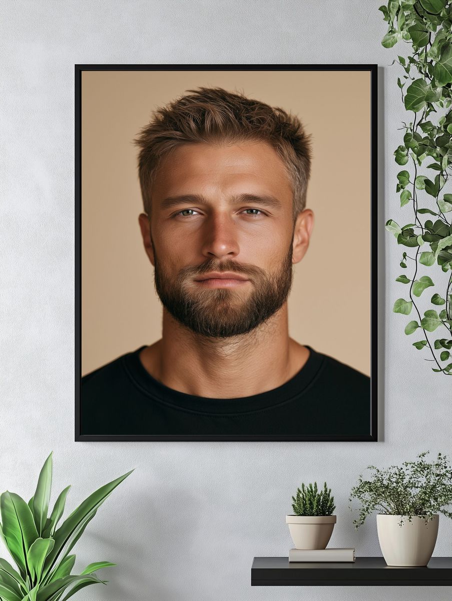 Bearded Man Portrait Photography Poster. — room view 4