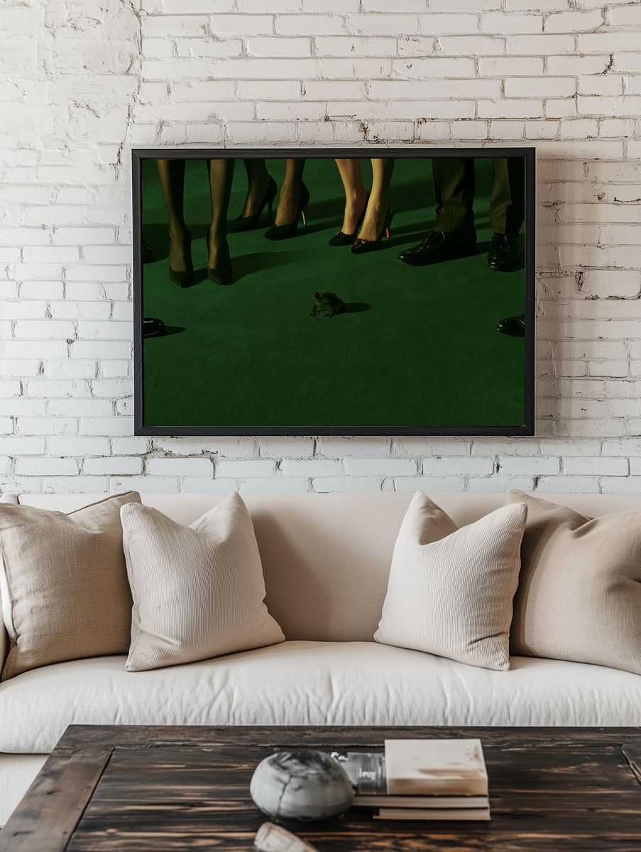 Frog and Formal Shoes Photography Poster. room preview