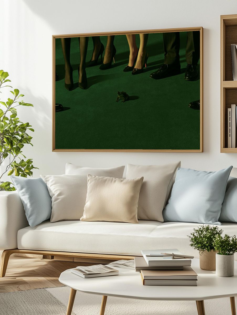 Frog and Formal Shoes Photography Poster. — room view 2