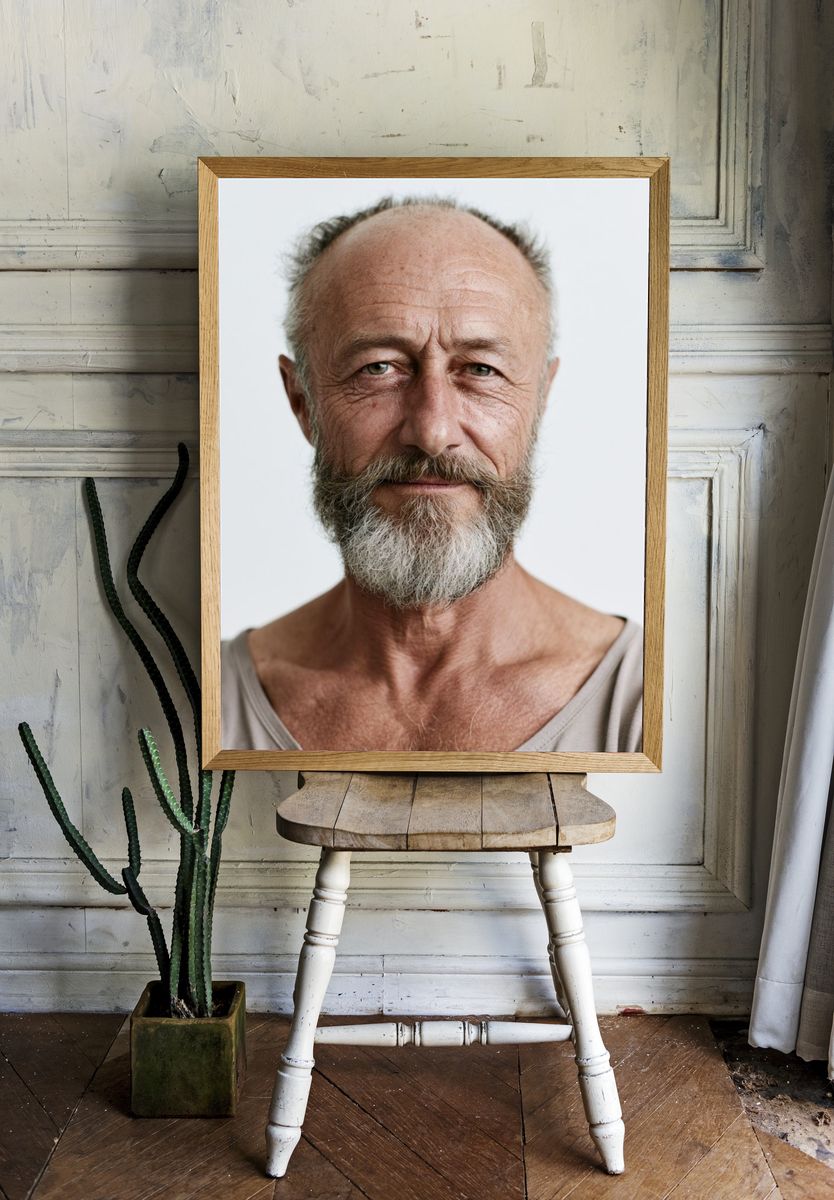 Bearded Man Portrait Photography Poster. — room view 1