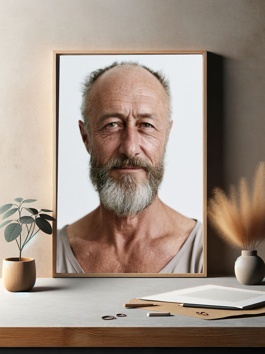 Bearded Man Portrait Photography Poster. — room view 2