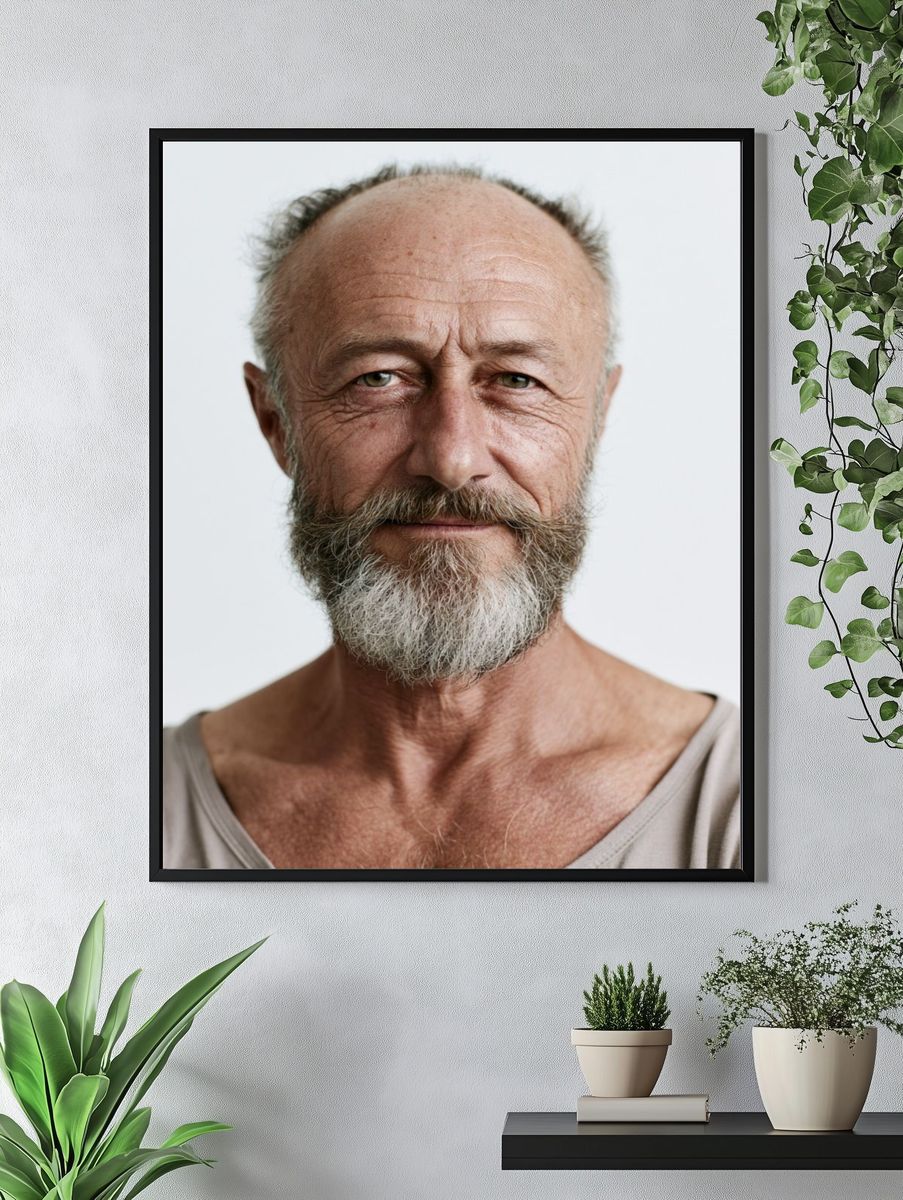 Bearded Man Portrait Photography Poster. — room view 4