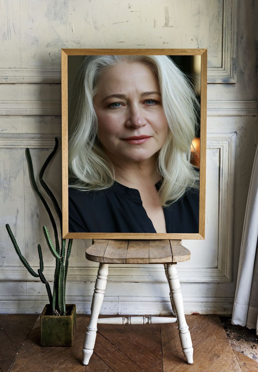 Elegant Silver-Haired Portrait Poster. — room view 1