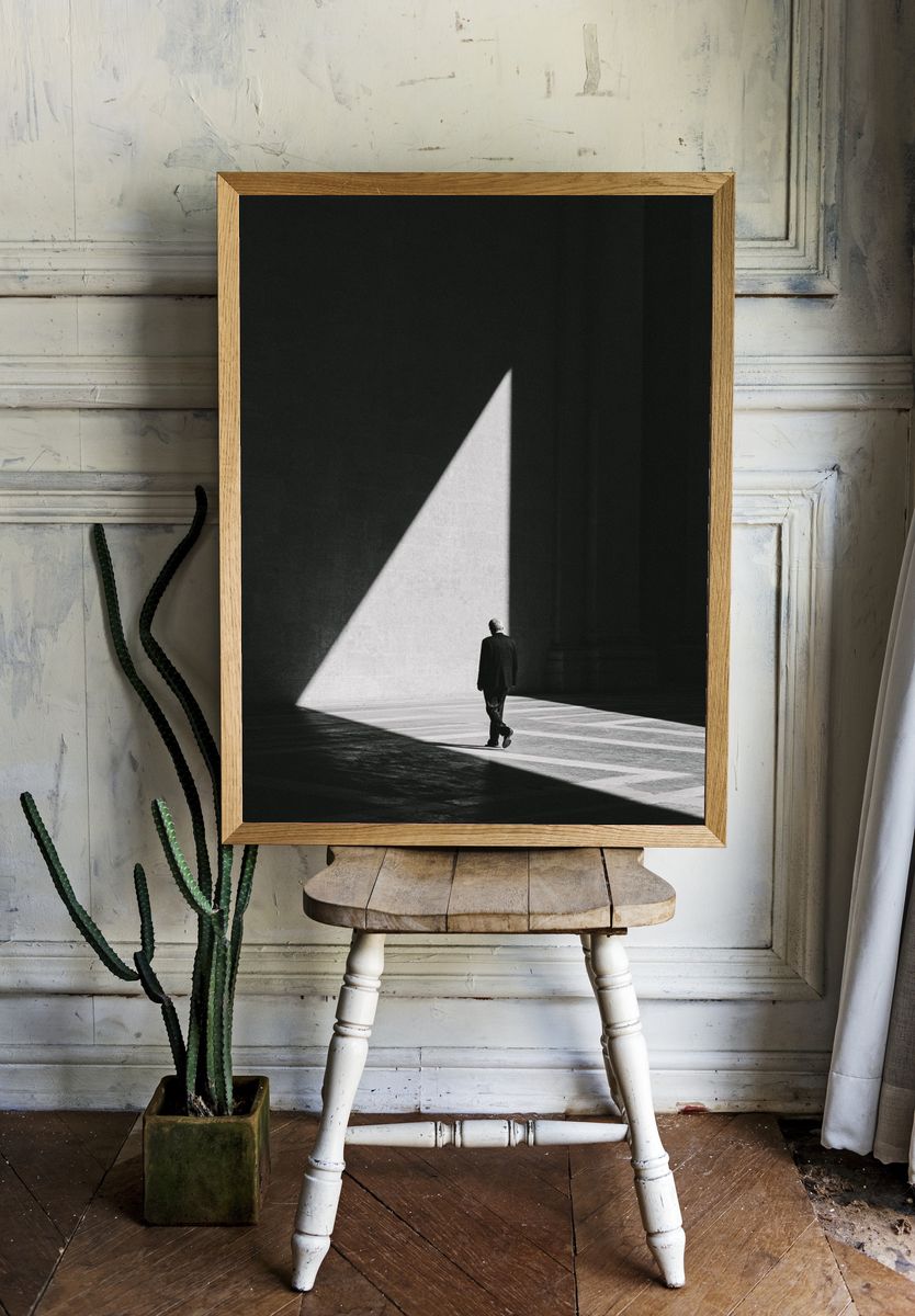 Solitary Figure in Light Photography Poster. room preview