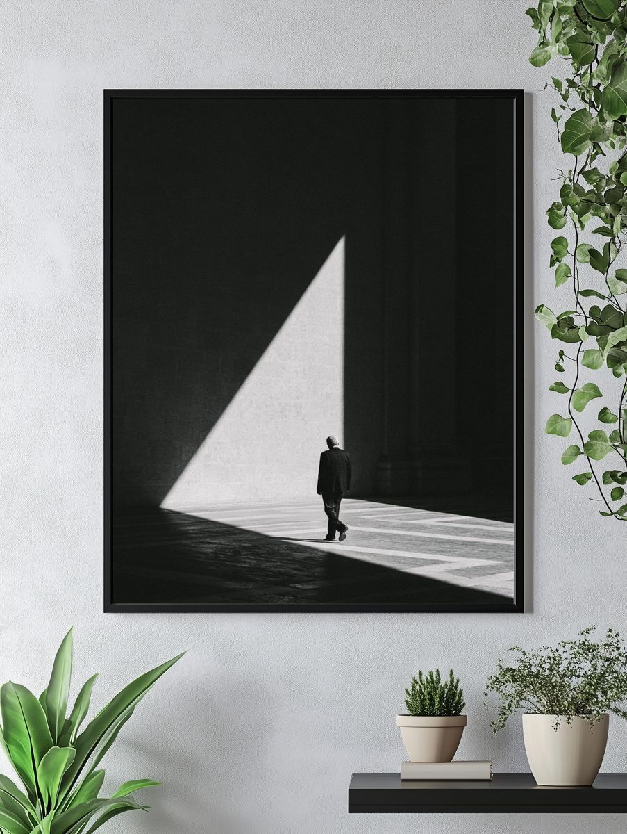 Solitary Figure in Light Photography Poster. — room view 4