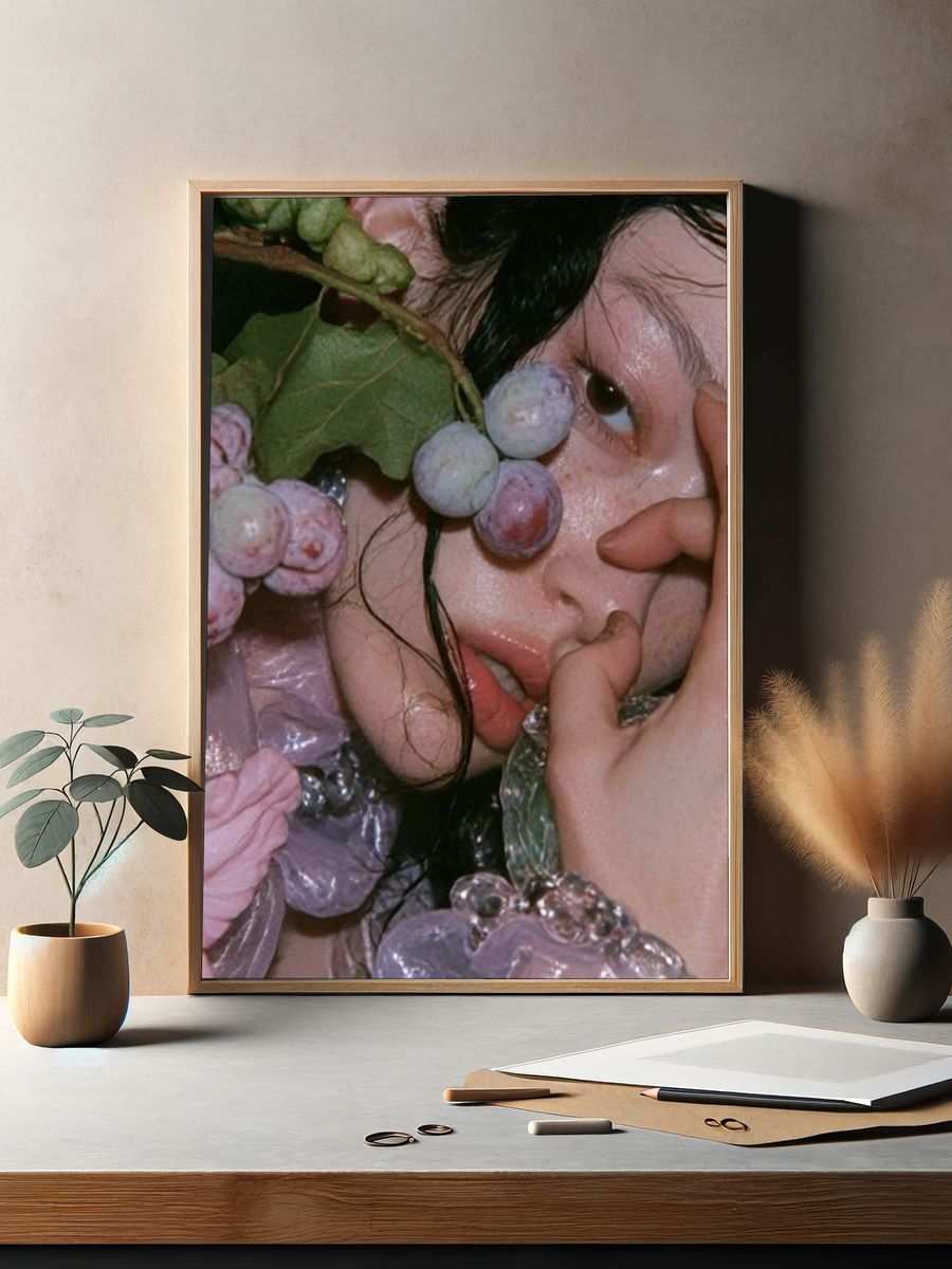 Grape Portrait Photography Poster. — room view 2