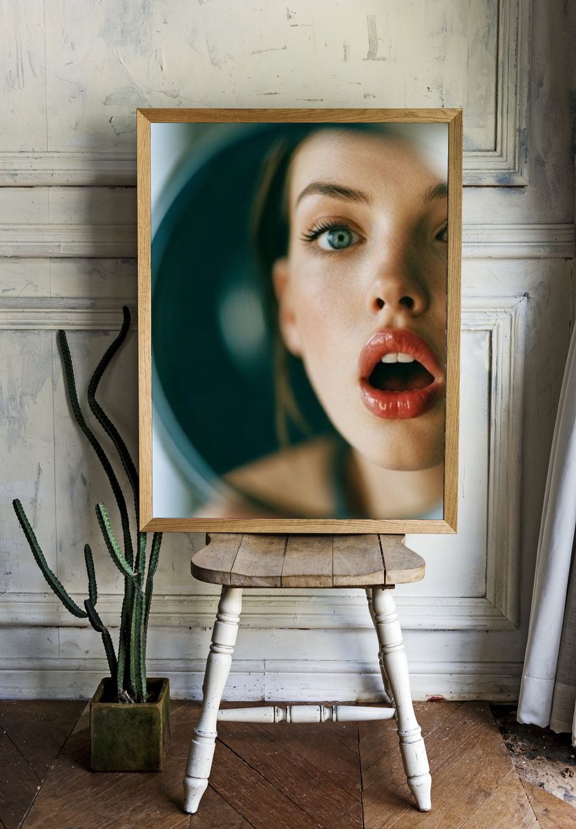 Surprised Woman Portrait Print. — room view 1