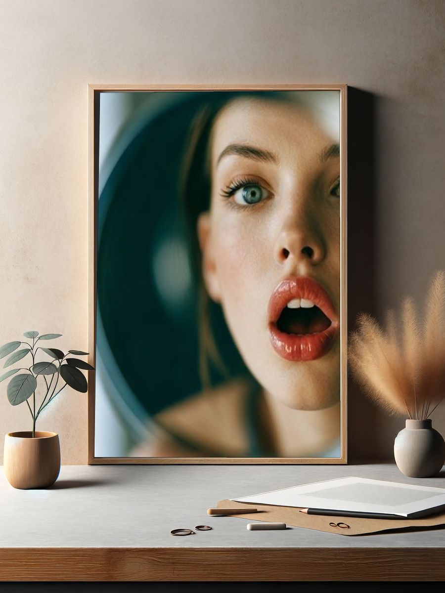Surprised Woman Portrait Print. — room view 2