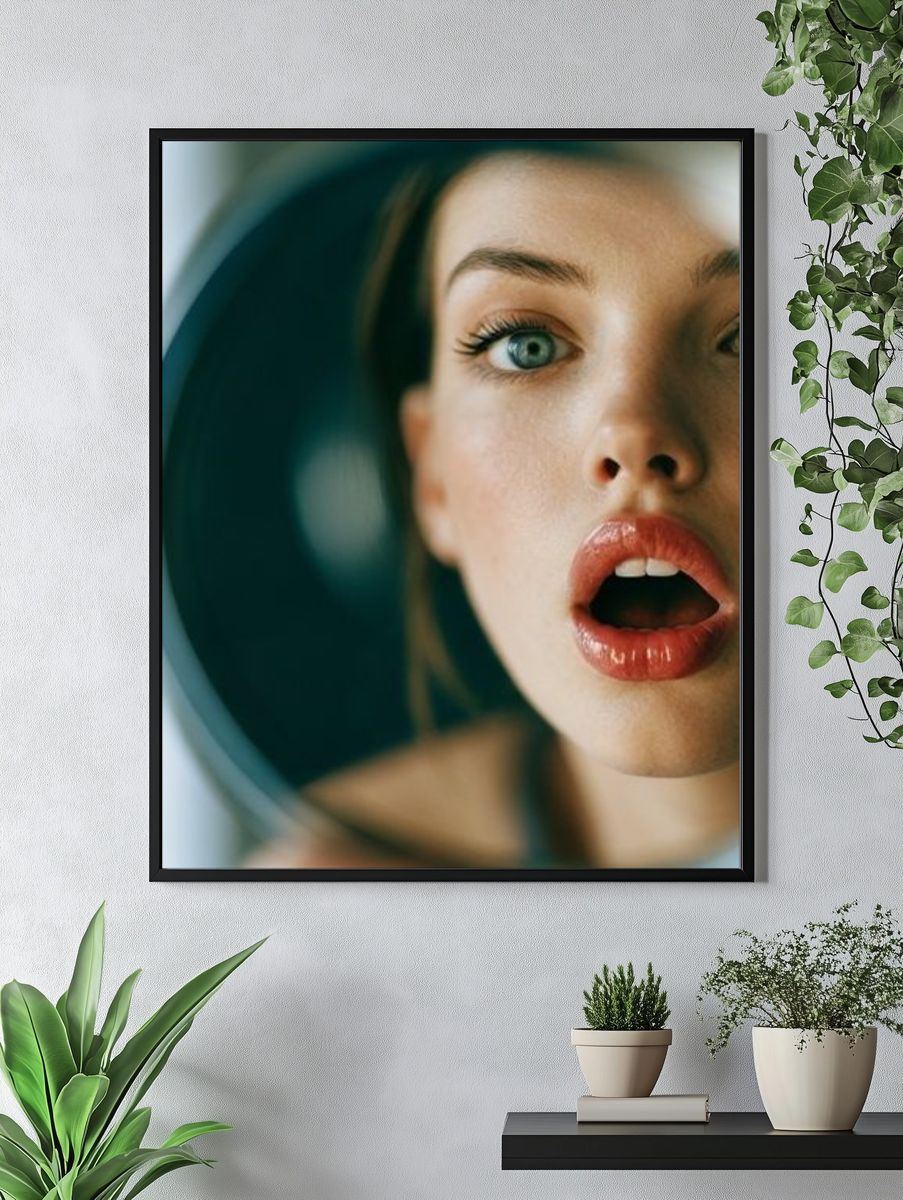 Surprised Woman Portrait Print. — room view 4