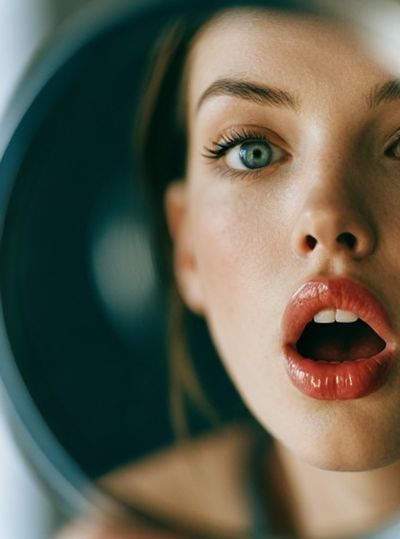 Surprised Woman Portrait Print. poster