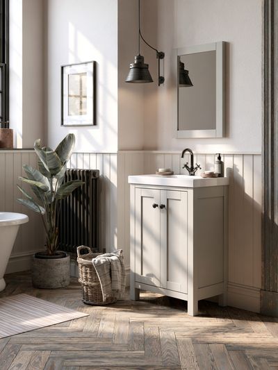 Serene Rustic Bathroom Interior Print. poster