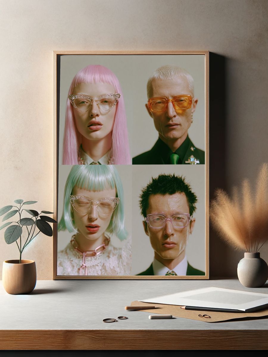 Pastel Portrait Quartet Photography Poster. — room view 2
