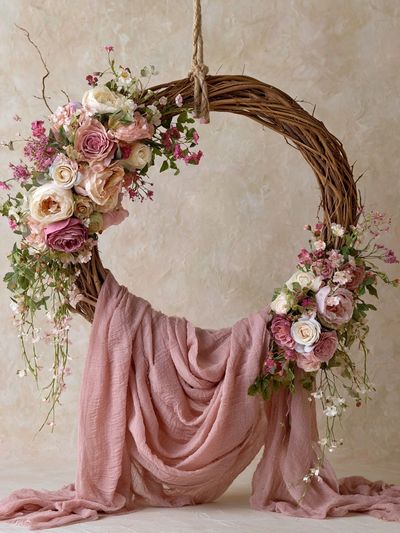 Blush Floral Wreath Photography Poster. poster