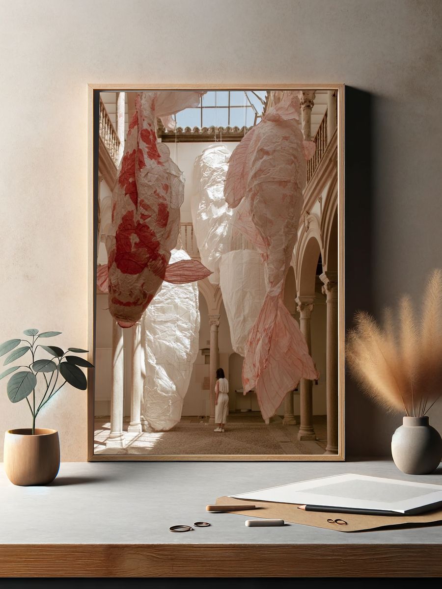 Floating Textile Installation Photography Poster. — room view 2