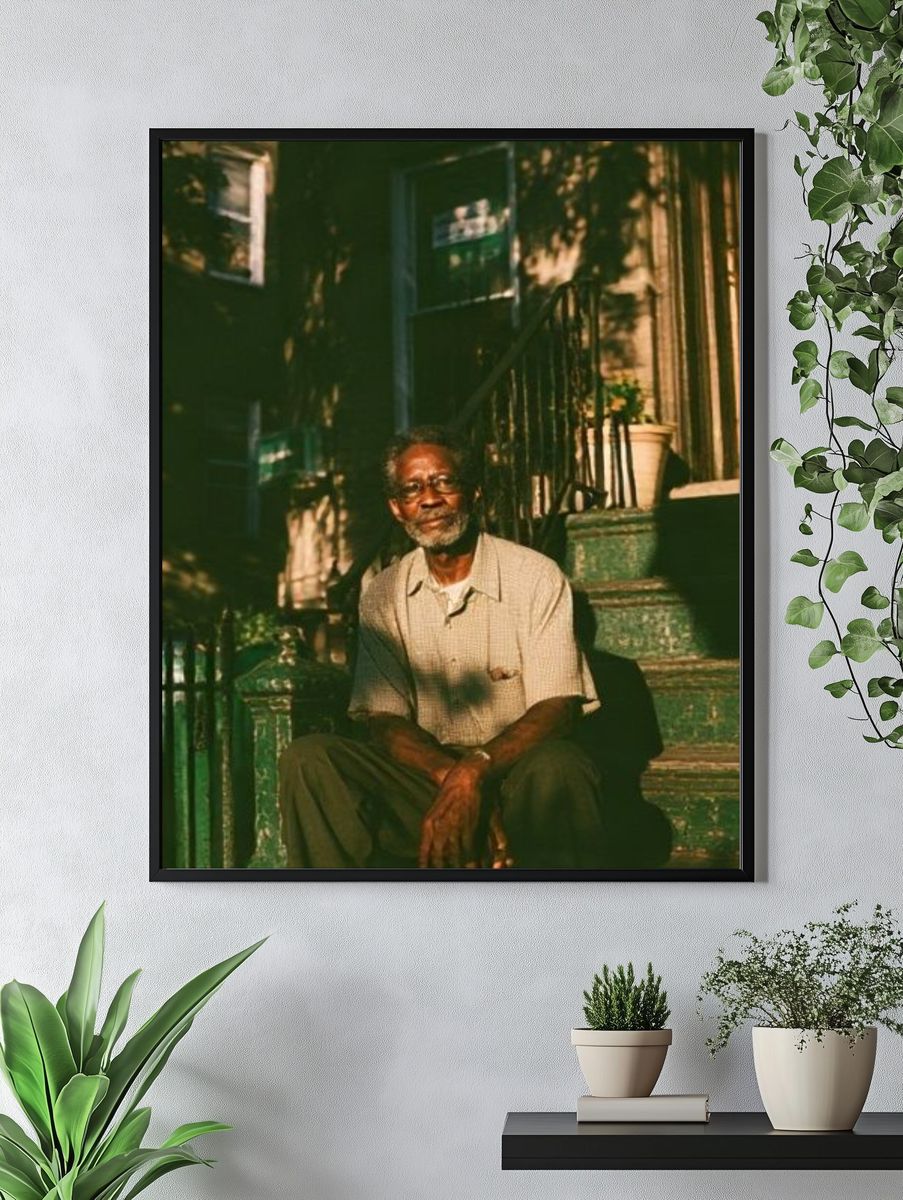 Sunlit Stoops Portrait Poster. — room view 4