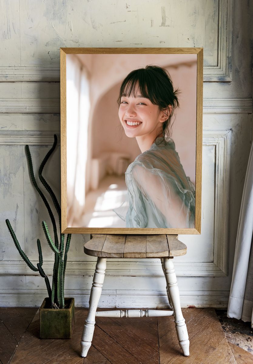 Smiling Portrait Photography Poster. — room view 1