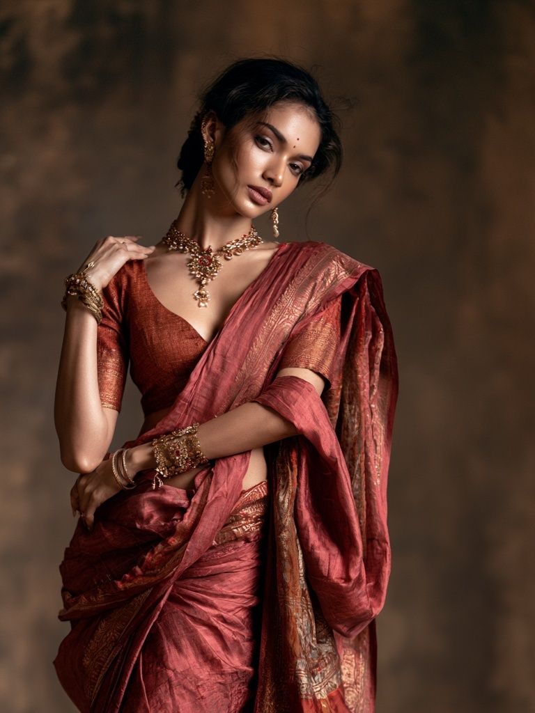 Elegant Saree Portrait Poster. poster — photography art