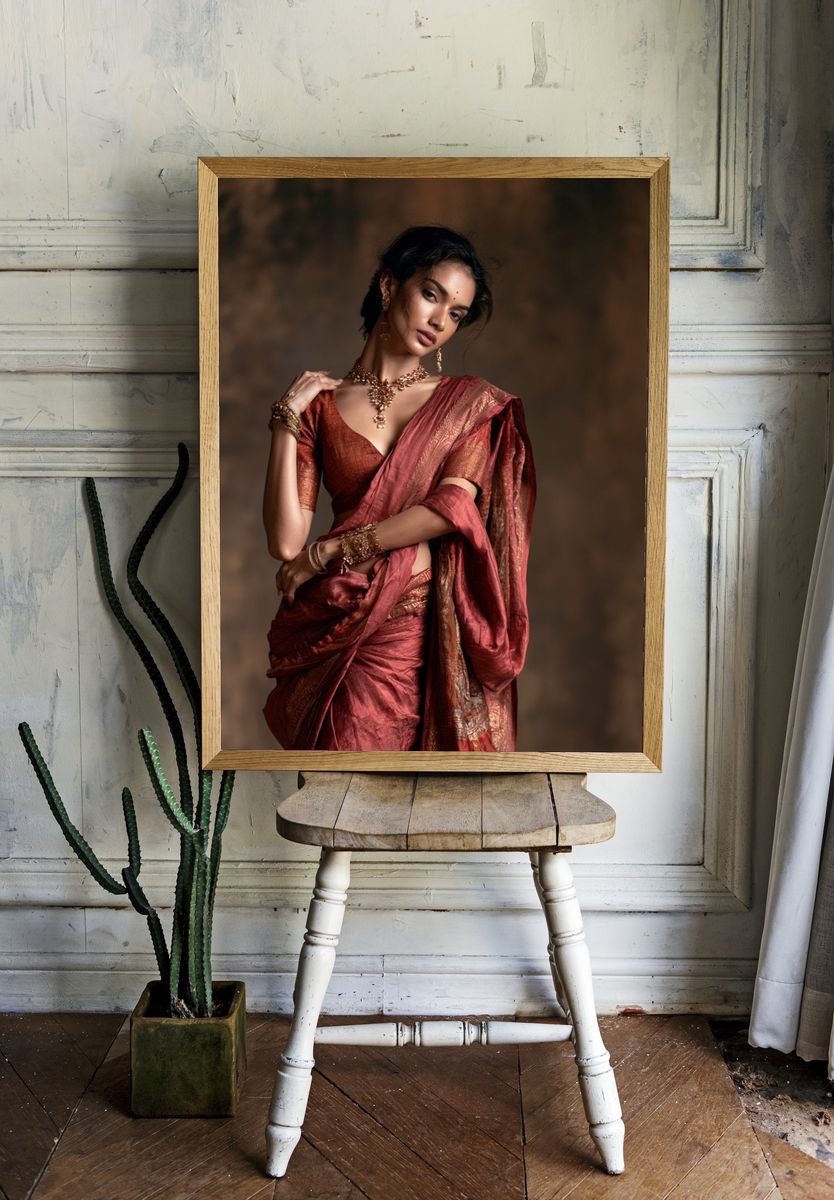 Elegant Saree Portrait Poster. — room view 1