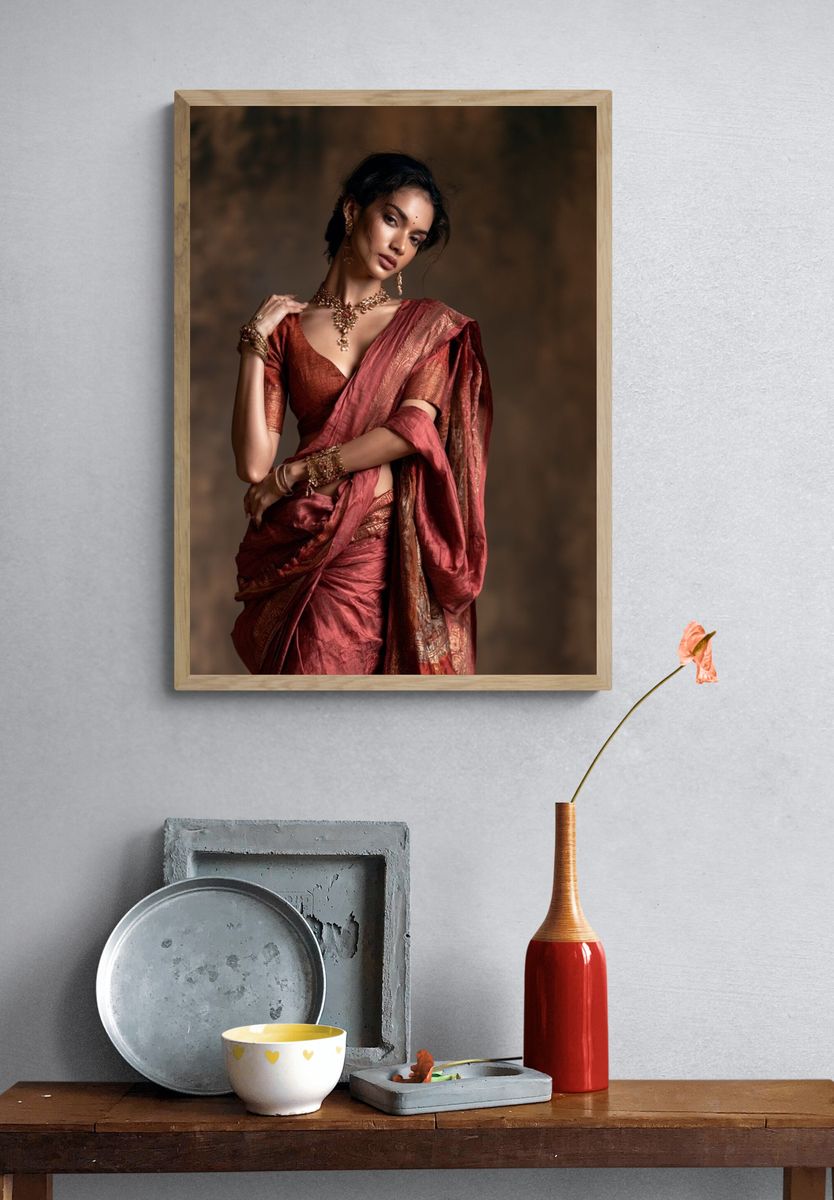 Elegant Saree Portrait Poster. — room view 3