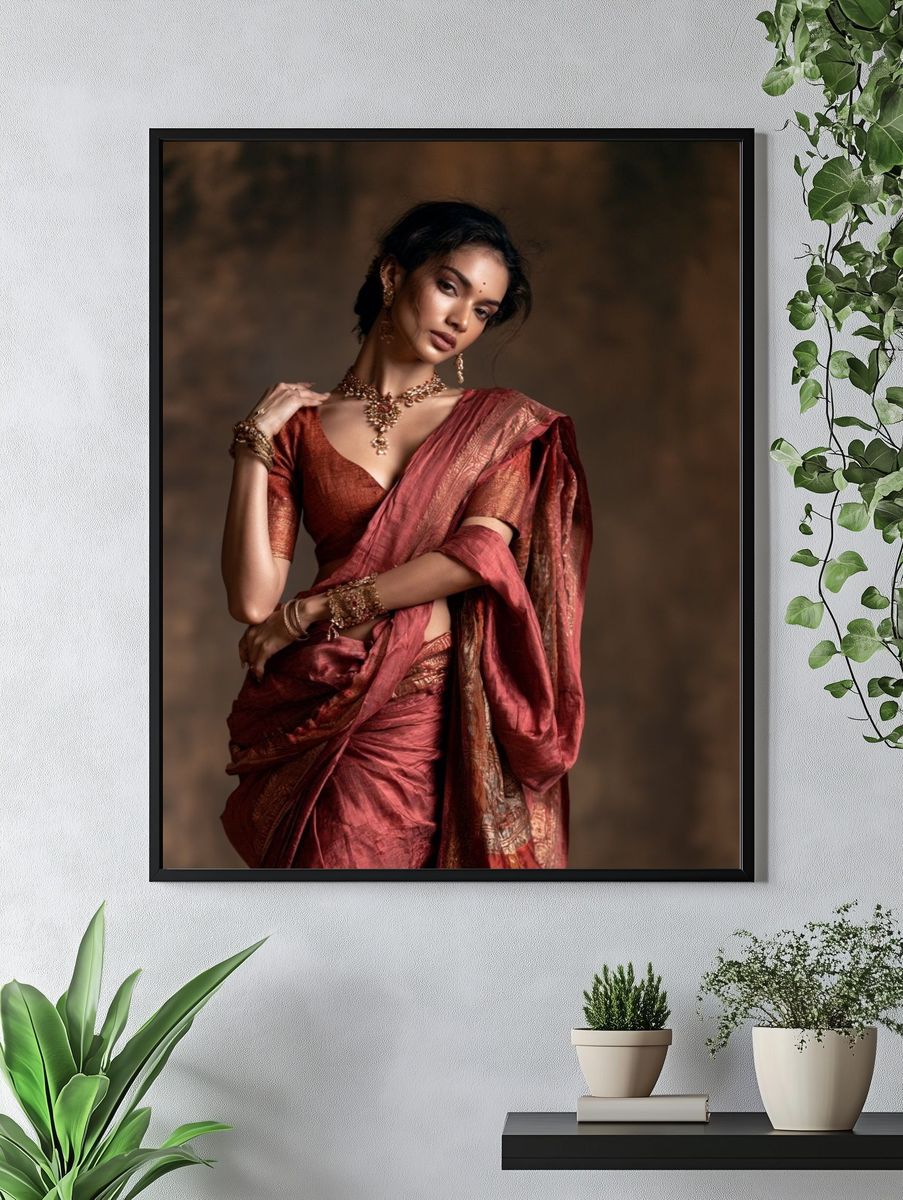 Elegant Saree Portrait Poster. — room view 4