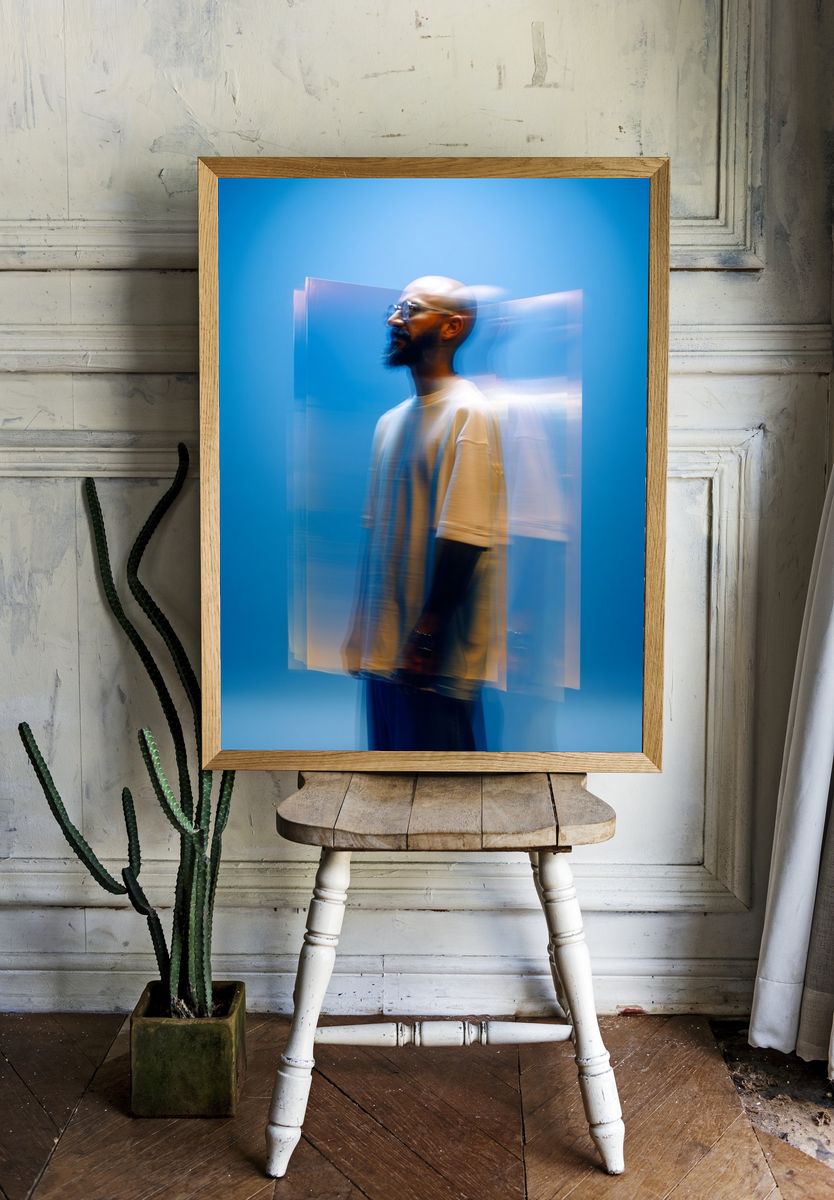 Blue Motion Portrait Poster. — room view 1