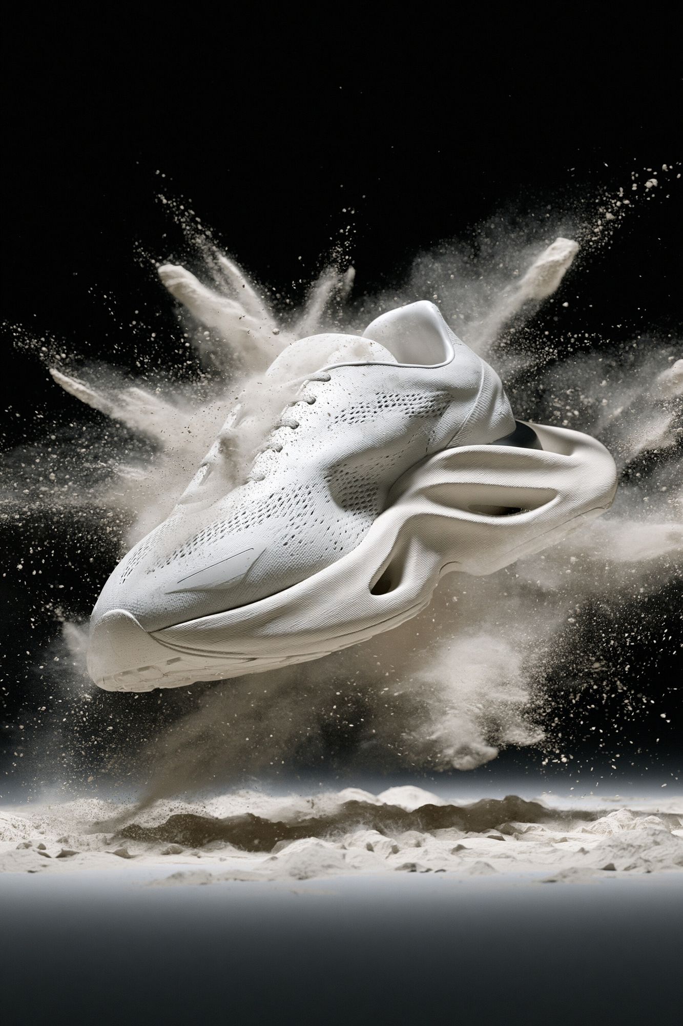 White Sneaker Explosion Photography Poster. poster detail