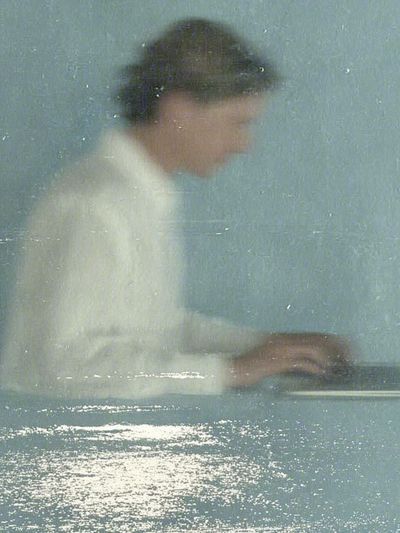 Blurred Seaside Figure Photography Poster. poster
