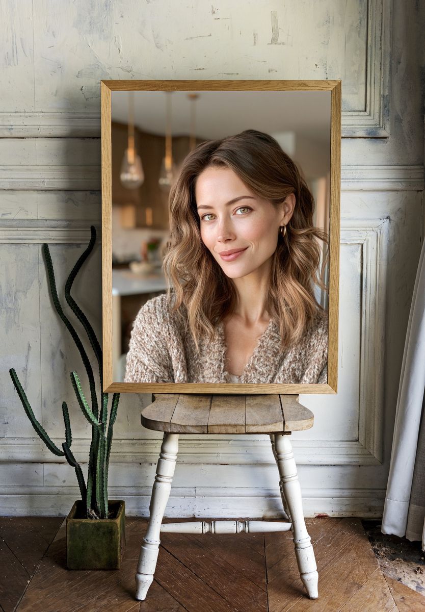Smiling Woman Portrait Photography Poster. room preview