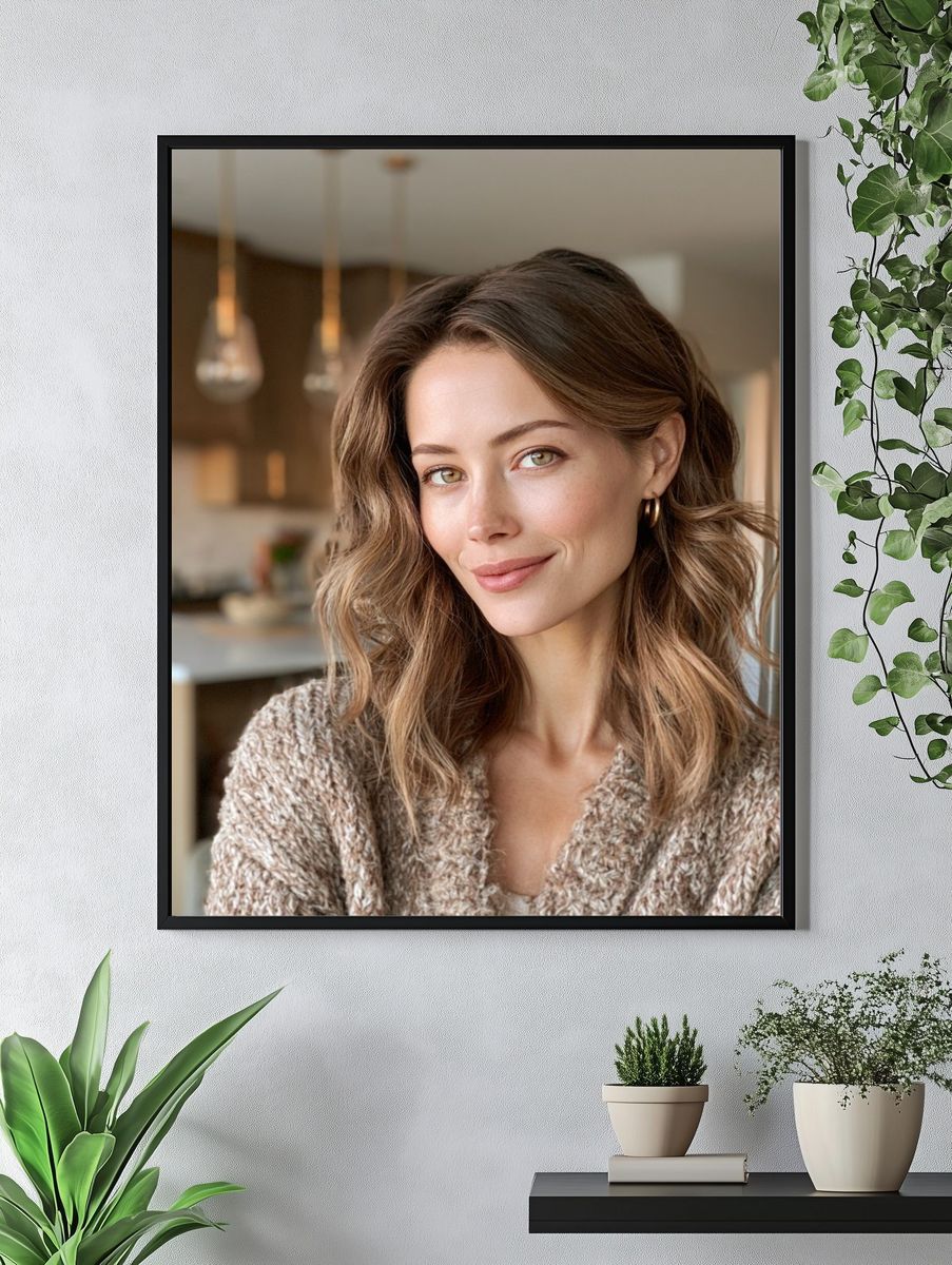 Smiling Woman Portrait Photography Poster. — room view 4