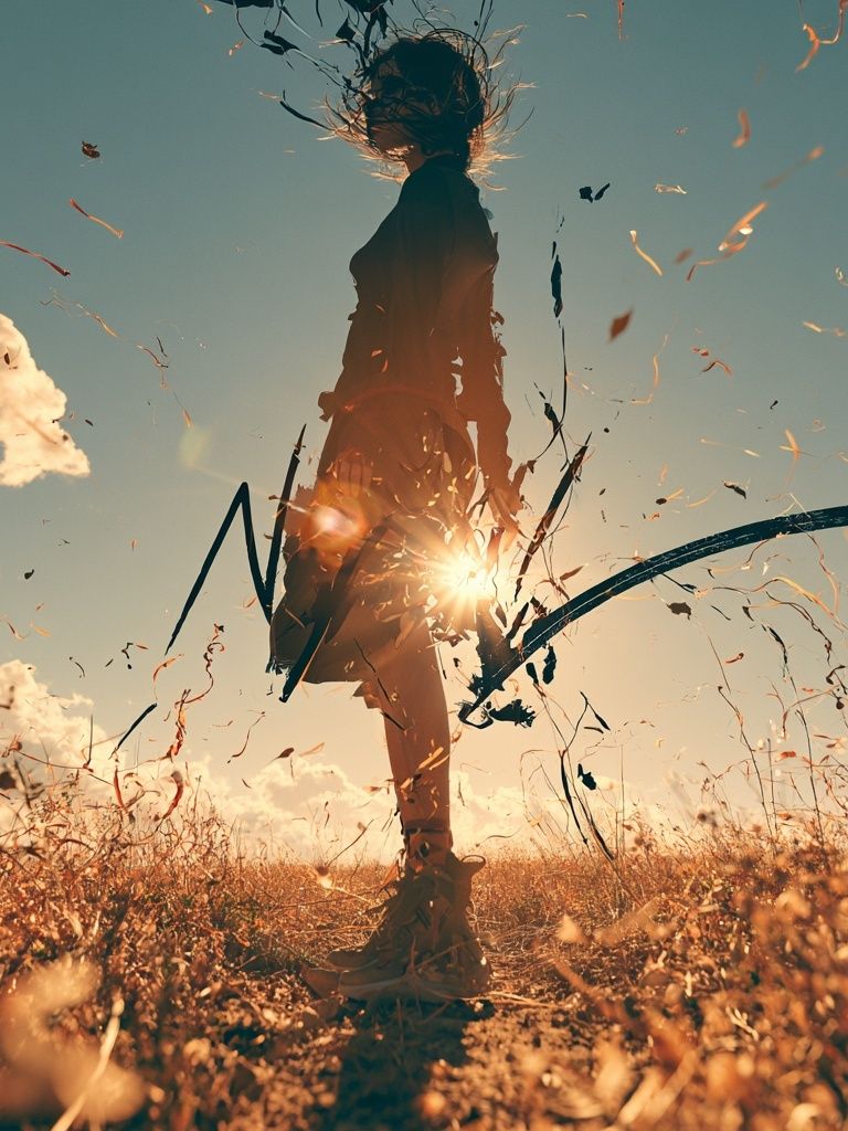Silhouette in Golden Field Poster. poster — photography art