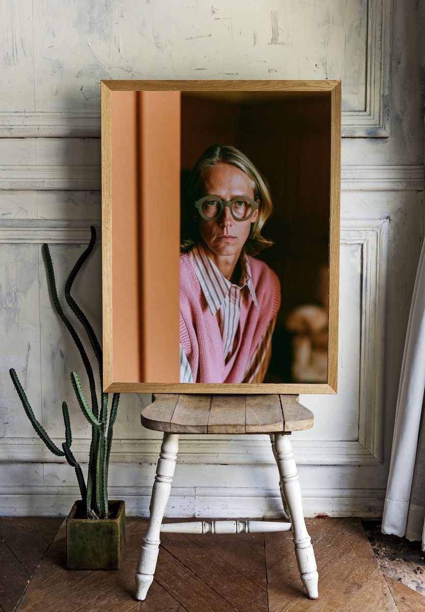 Portrait in Pink Glasses Poster. room preview