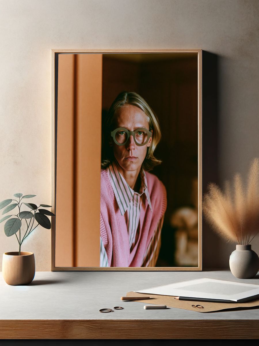 Portrait in Pink Glasses Poster. — room view 2